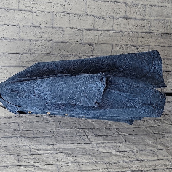 JAMAICA JAXX Blue‎ Floral Men's Hawaiian Silk Shirt XL/EG - Picture 5 of 9